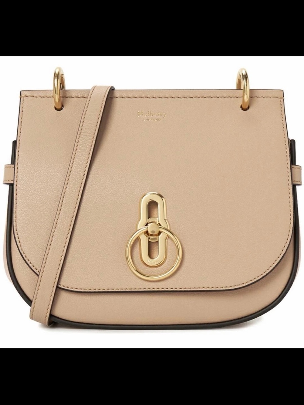 Mulberry Nude Beige Leather Crossbody with Gold Ring Clasp